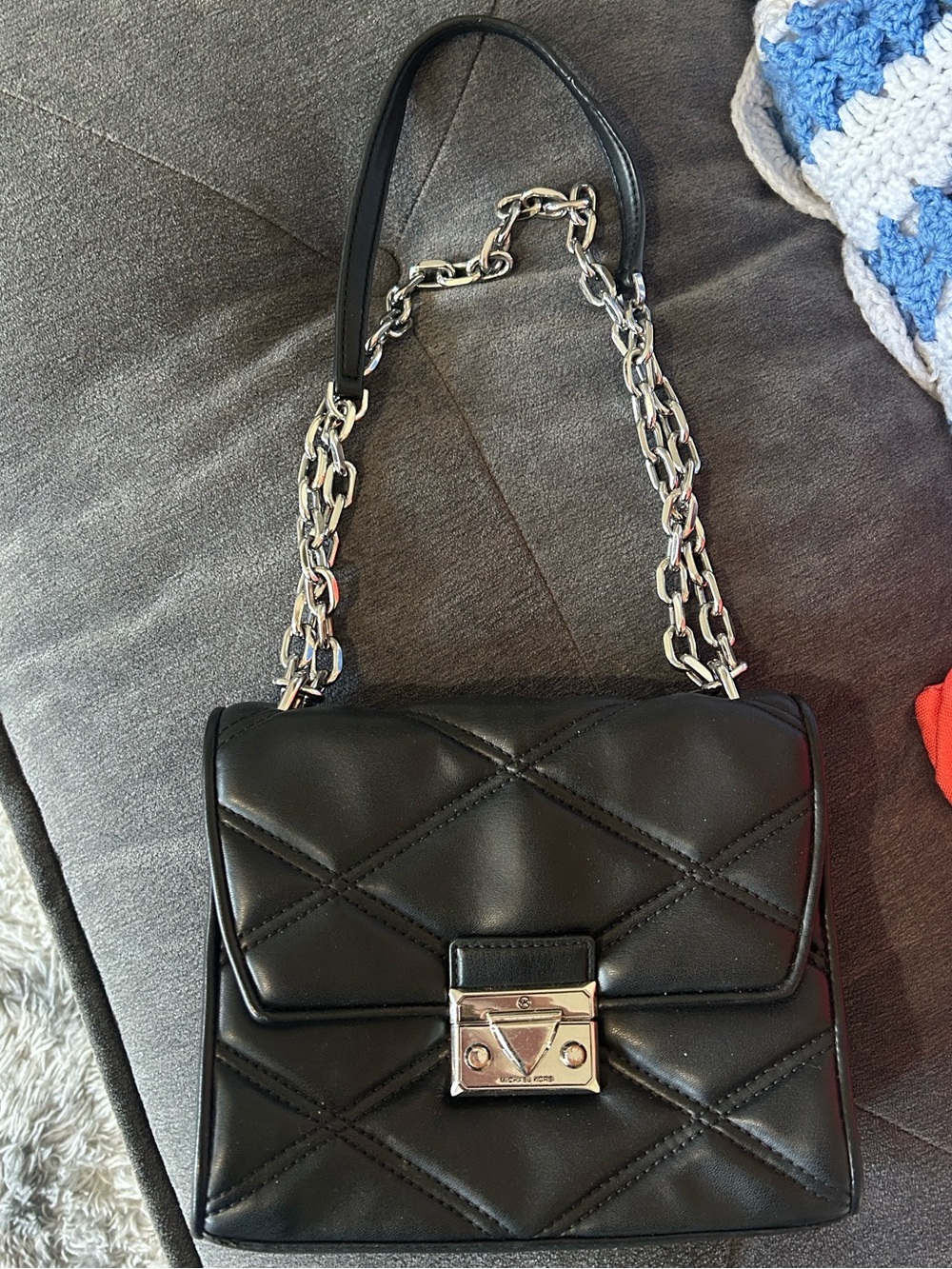 Michael Kors Black Quilted Chain Handle Women's Shoulder & Crossbody Bag